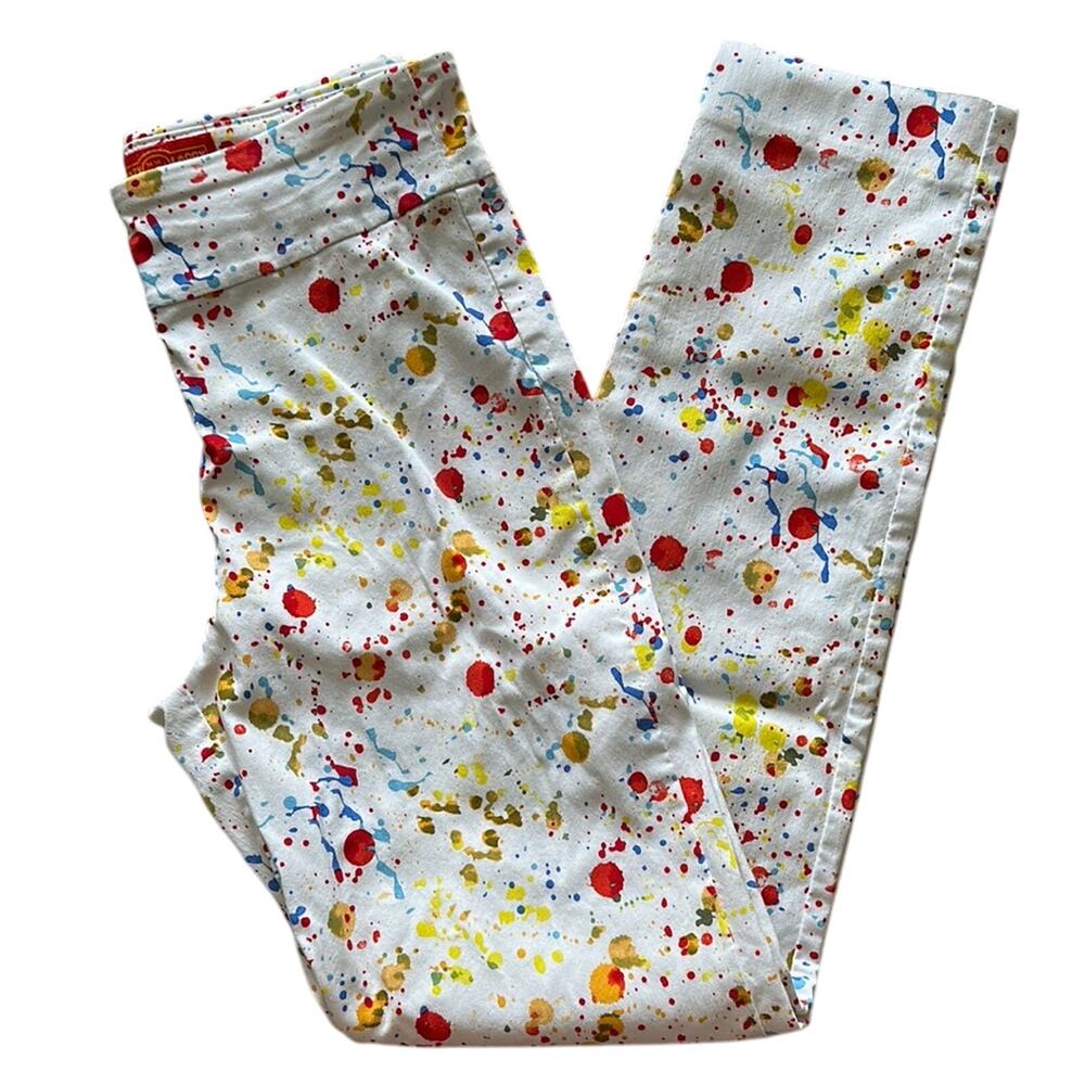 Krazy Larry Abstract Paint Splatter Skinny Nice Pants BT